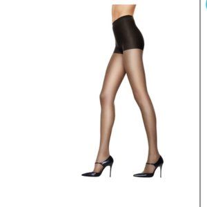 Hanes Silk Reflections Control Top Sheer Toe Pantyhose Barely Black SZ CD